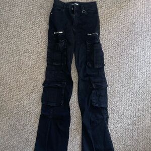 Fashion Nova Black Flare Wide Leg Jeans